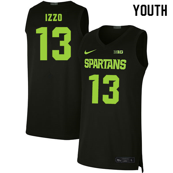 Youth Michigan State Spartans #13 Steven Izzo NCAA Nike Authentic Black College Stitched Basketball Jersey QZ41I56HD